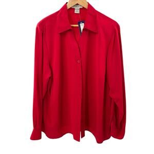 Notations Women’s Shirt 2X‎ Red Button-Down NWT